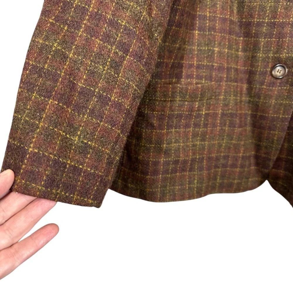 VINTAGE ESKA INTERNATIONAL Women's 12 Blazer Green/Maroon Tweed - Picture 9 of 10